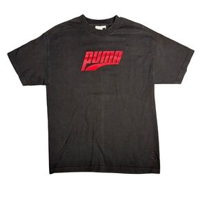 Vintage 90s Puma Logo T Shirt Black Red Graphic Tee Men Women Large